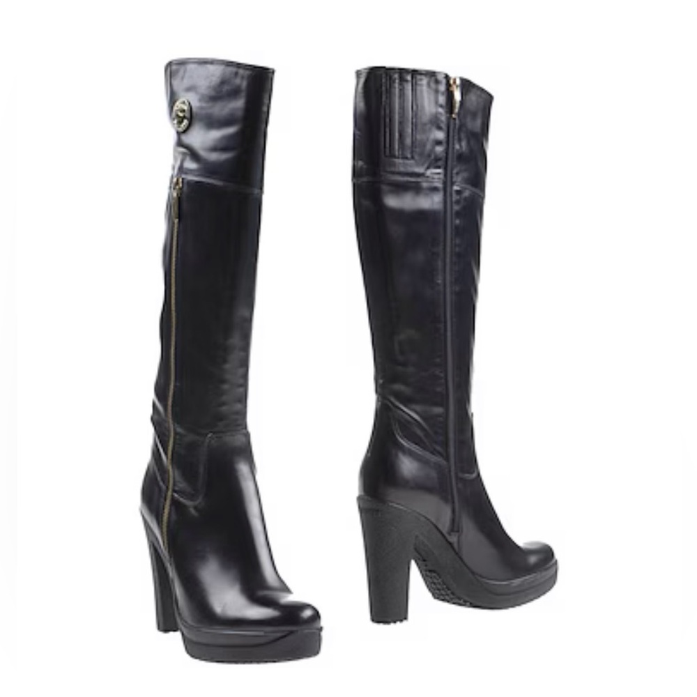Cesare  PACIOTTI 4US black leather platform tall boots size 41 US 11